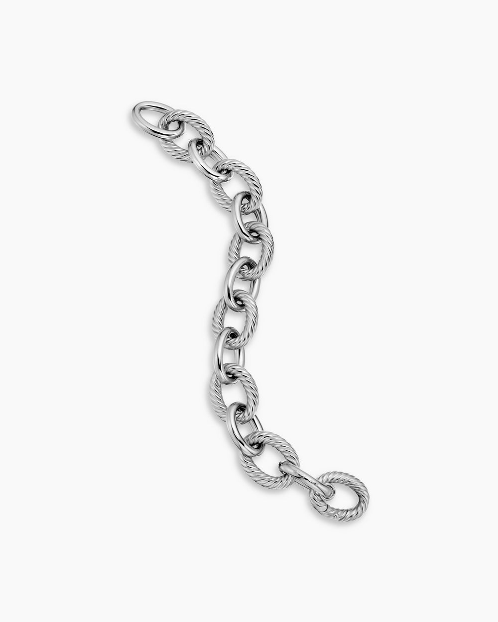 Womens Oval Link Chain Bracelet in Sterling Silver, 17mm
