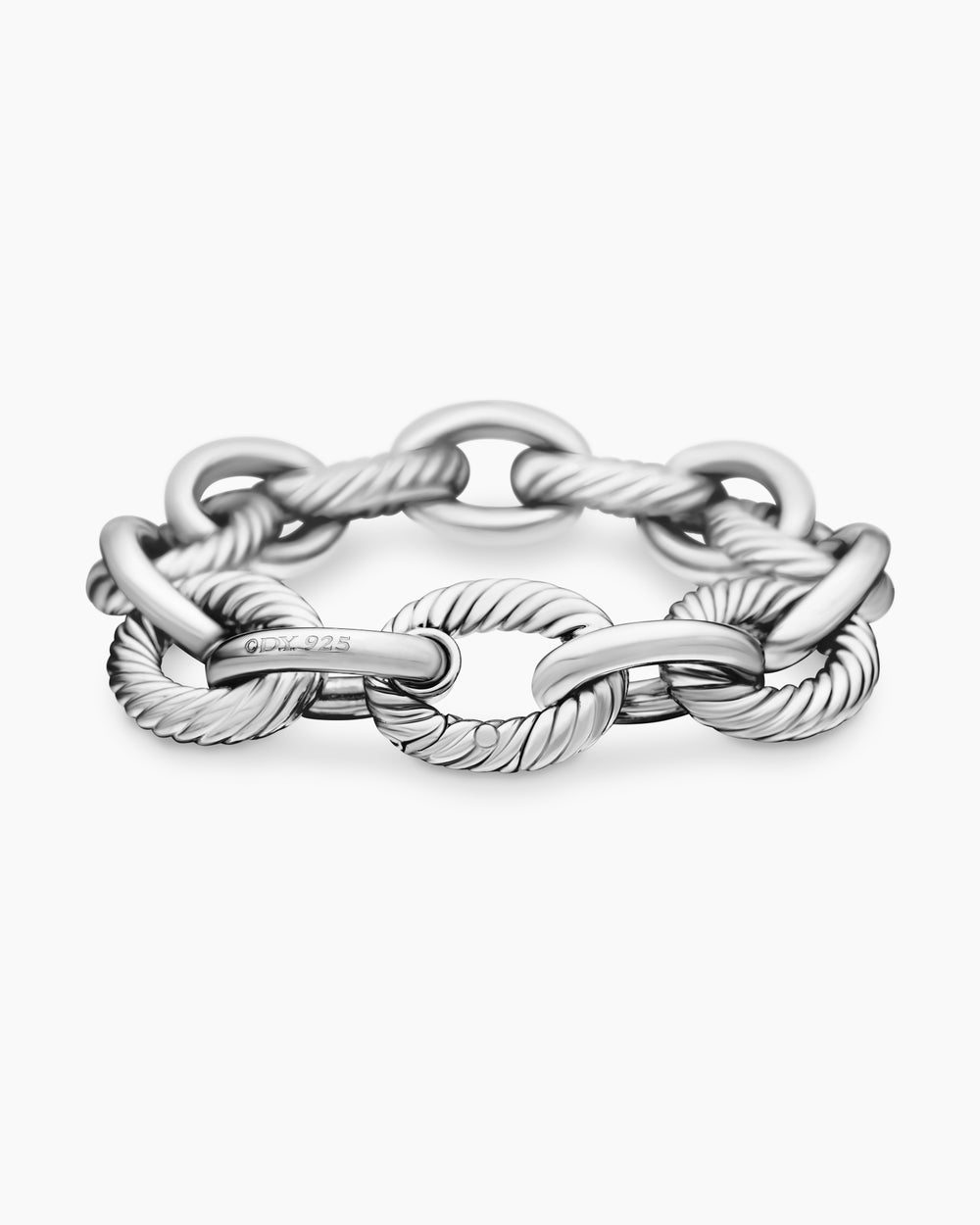 Womens Oval Link Chain Bracelet in Sterling Silver, 17mm