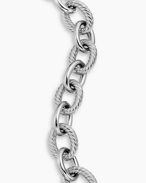 Bracelet chaîne à maillons ovales en argent massif, 17 mm
