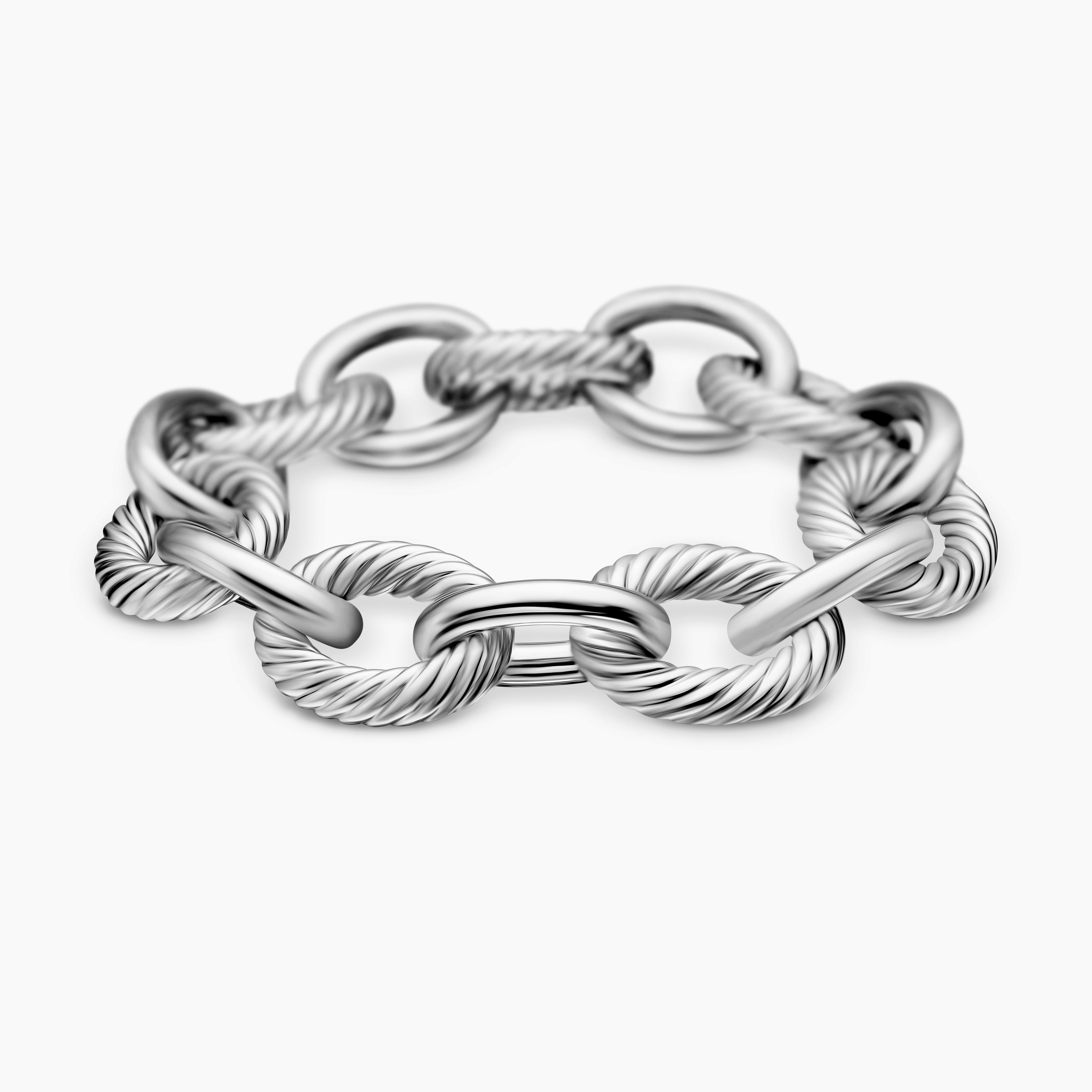 Bracelet cha&icirc;ne &agrave; maillons ovales en argent massif, 17 mm femme 