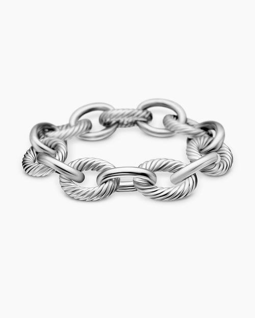 Bracelet chaîne à maillons ovales en argent massif, 17 mm