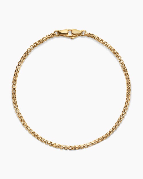 Mens Box Chain Bracelet in 18K Yellow Gold, 2.7mm
