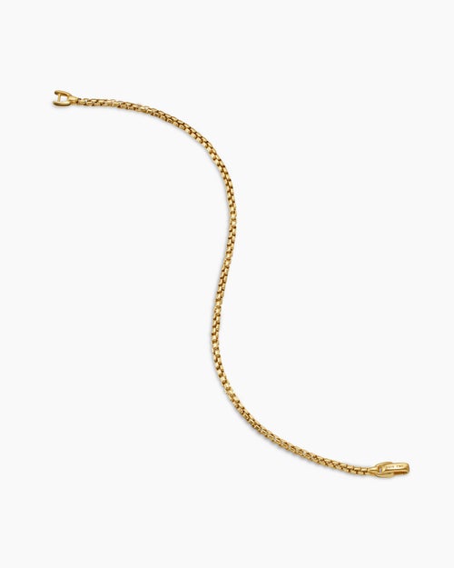 Mens Box Chain Bracelet in 18K Yellow Gold, 2.7mm