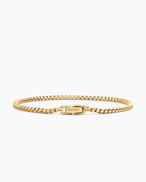Mens Box Chain Bracelet in 18K Yellow Gold, 2.7mm