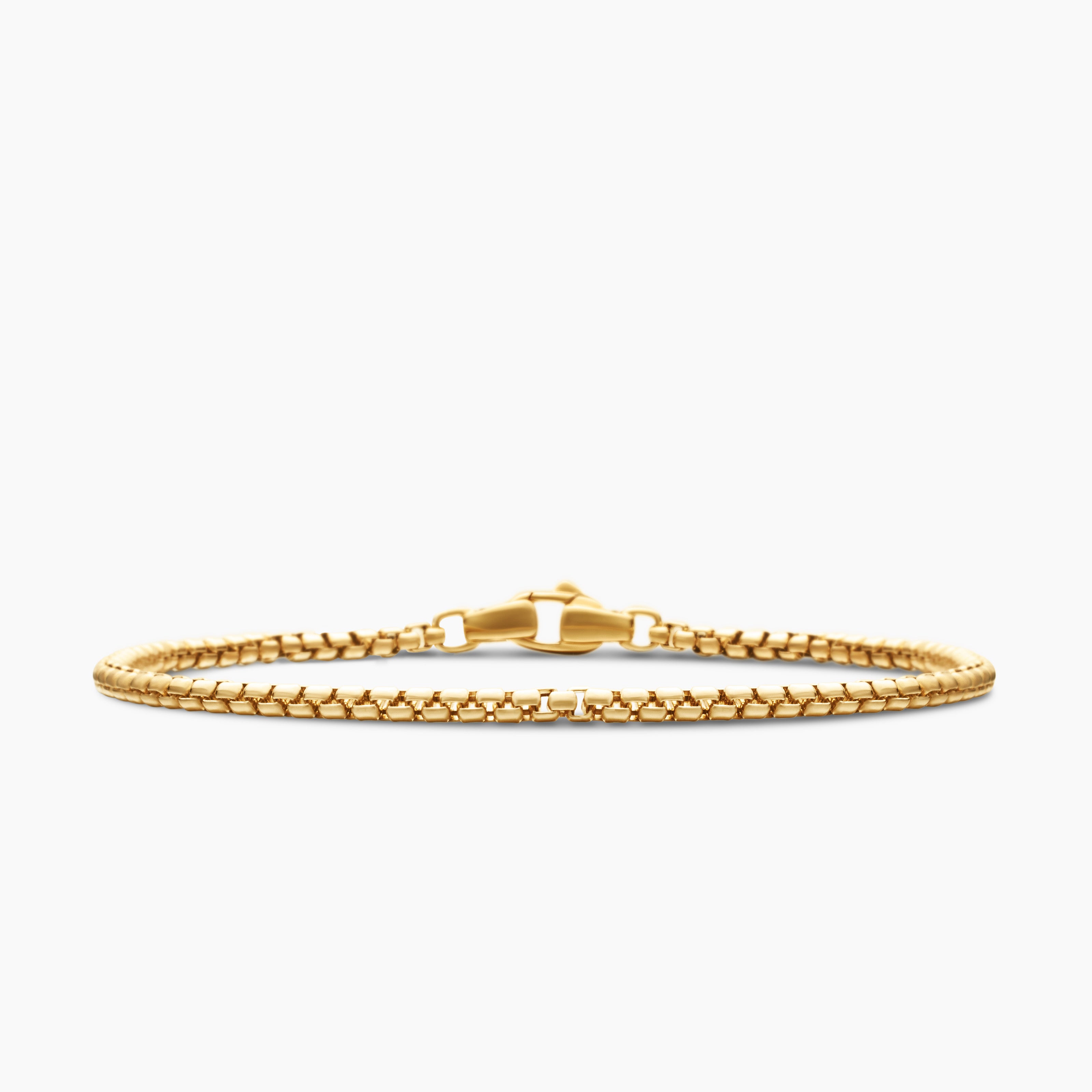 Mens Box Chain Bracelet in 18K Yellow Gold, 2.7mm