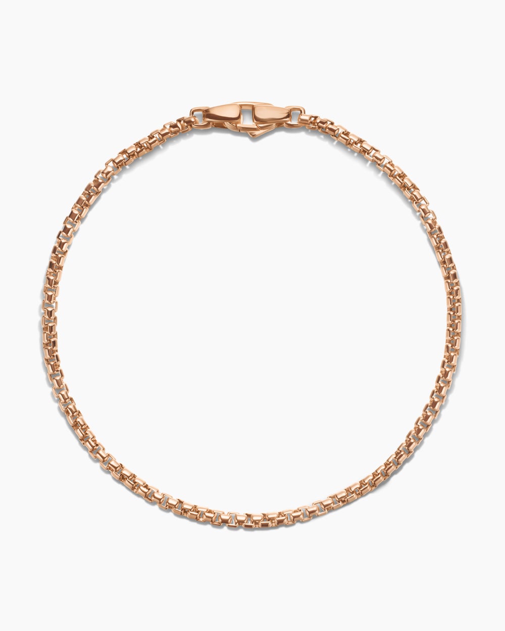 Mens Box Chain Bracelet in 18K Rose Gold, 2.7mm