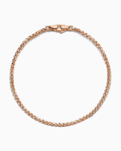 Mens Box Chain Bracelet in 18K Rose Gold, 2.7mm