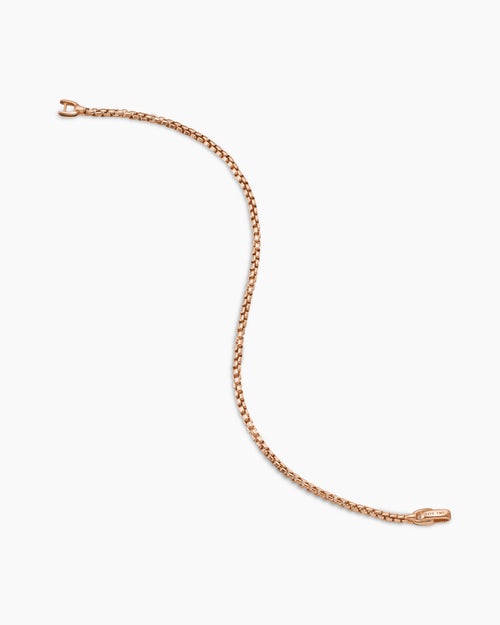 Mens Box Chain Bracelet in 18K Rose Gold, 2.7mm