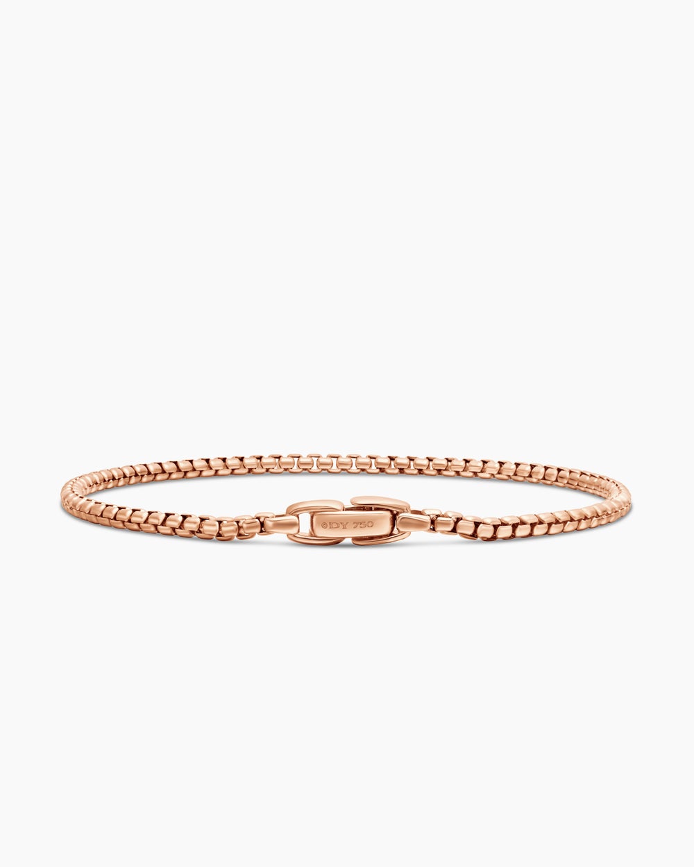 Mens Box Chain Bracelet in 18K Rose Gold, 2.7mm