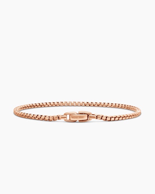 Mens Box Chain Bracelet in 18K Rose Gold, 2.7mm