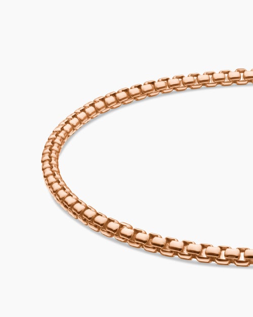 Mens Box Chain Bracelet in 18K Rose Gold, 2.7mm