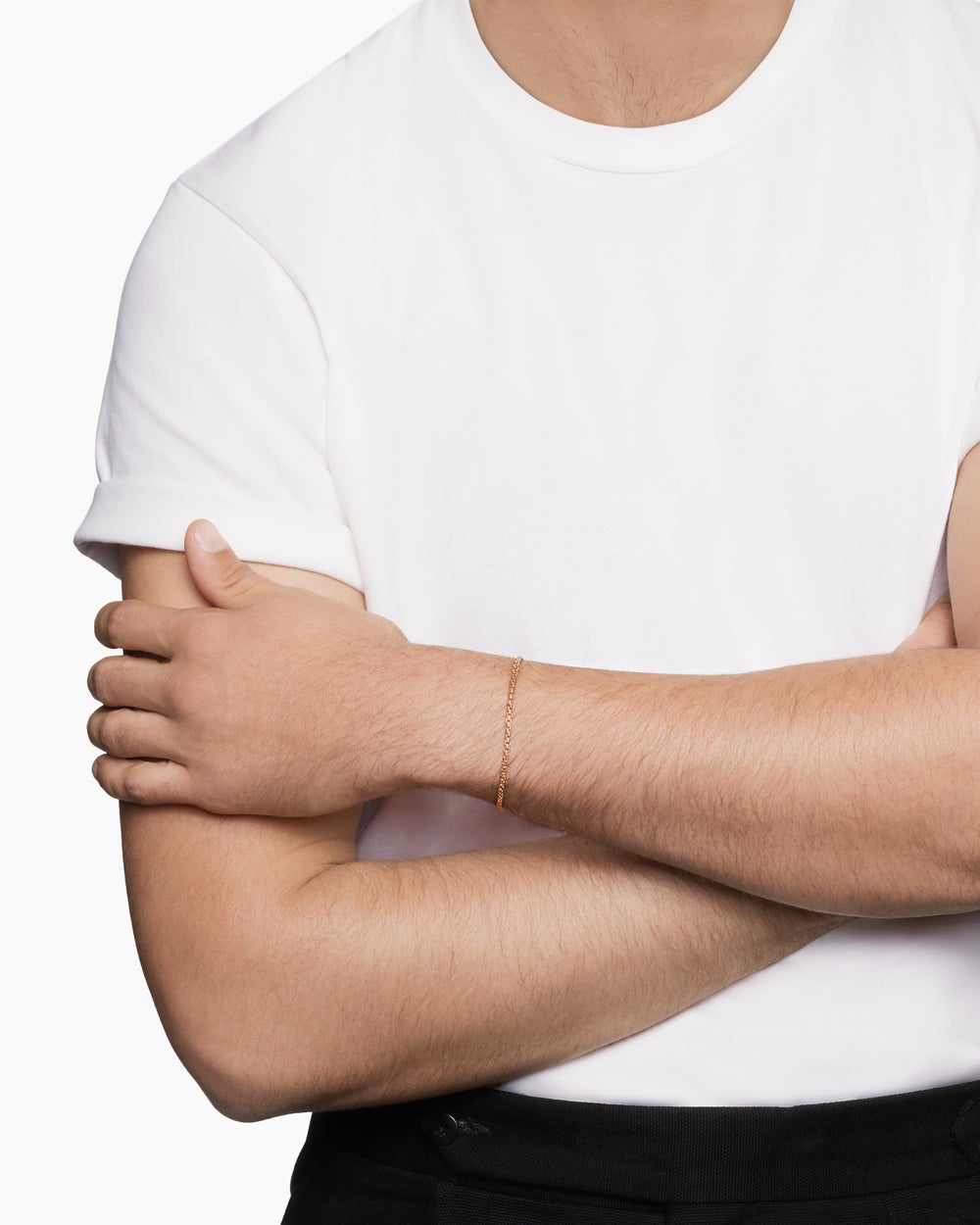 Mens Box Chain Bracelet in 18K Rose Gold, 2.7mm