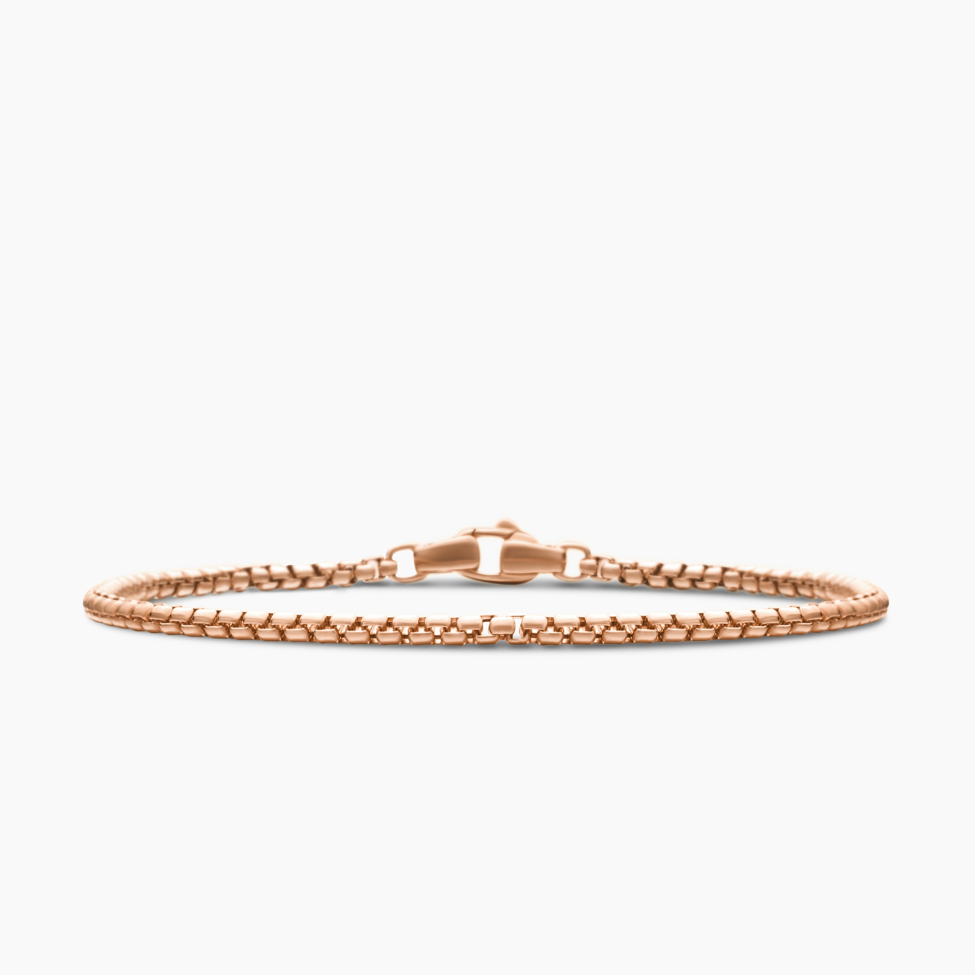 Mens Box Chain Bracelet in 18K Rose Gold, 2.7mm