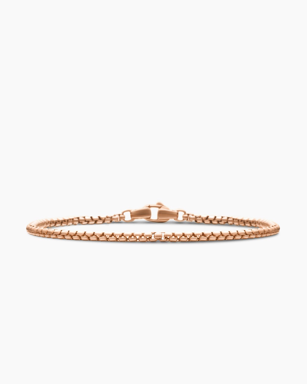 Mens Box Chain Bracelet in 18K Rose Gold, 2.7mm