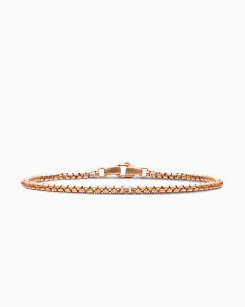 Mens Box Chain Bracelet in 18K Rose Gold, 2.7mm
