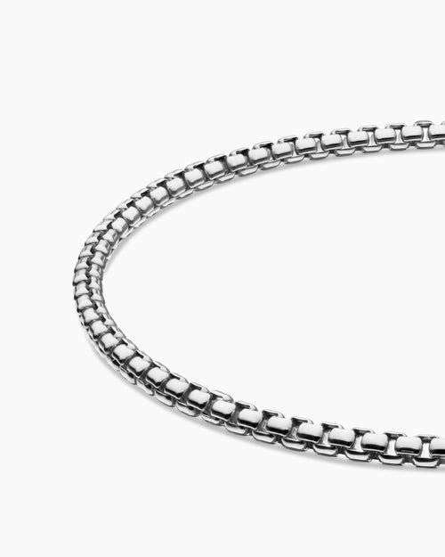 Mens Box Chain Bracelet in Platinum, 2.7mm