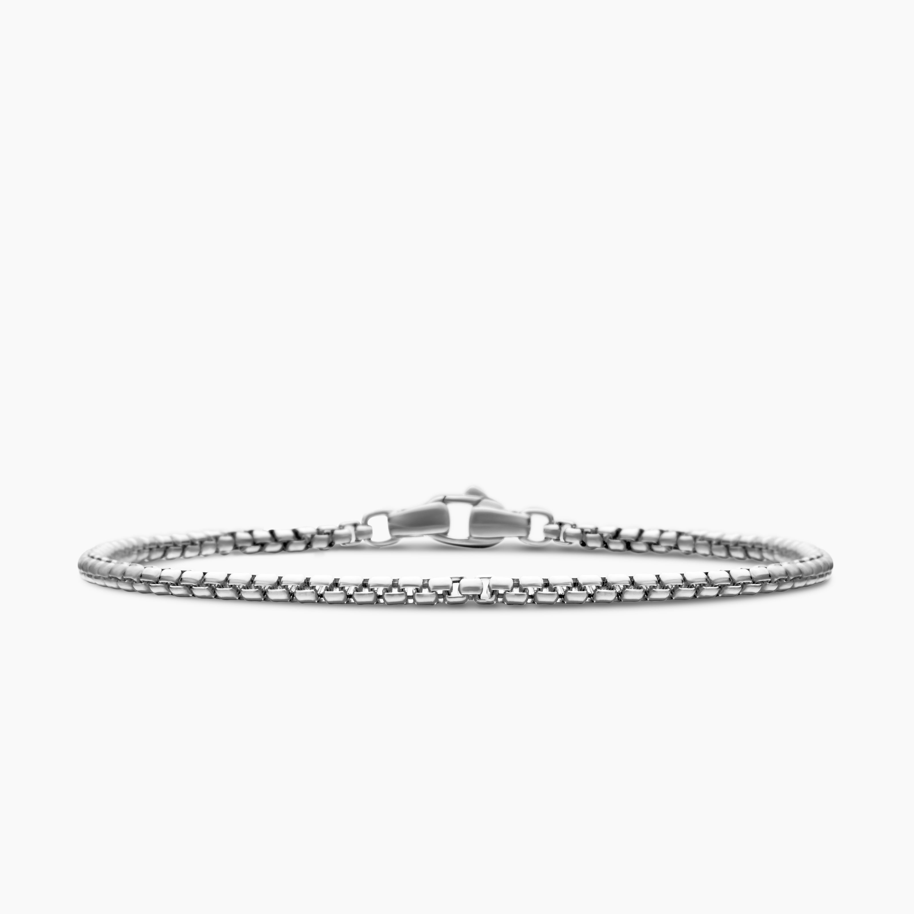 Mens Box Chain Bracelet in Platinum, 2.7mm