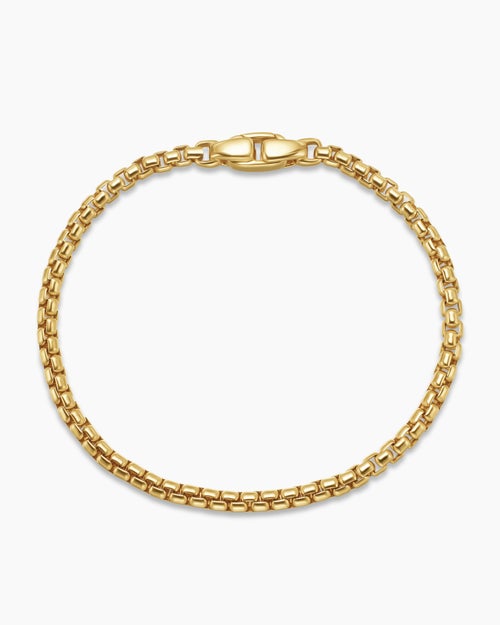 Mens Box Chain Bracelet in 18K Yellow Gold, 3.4mm