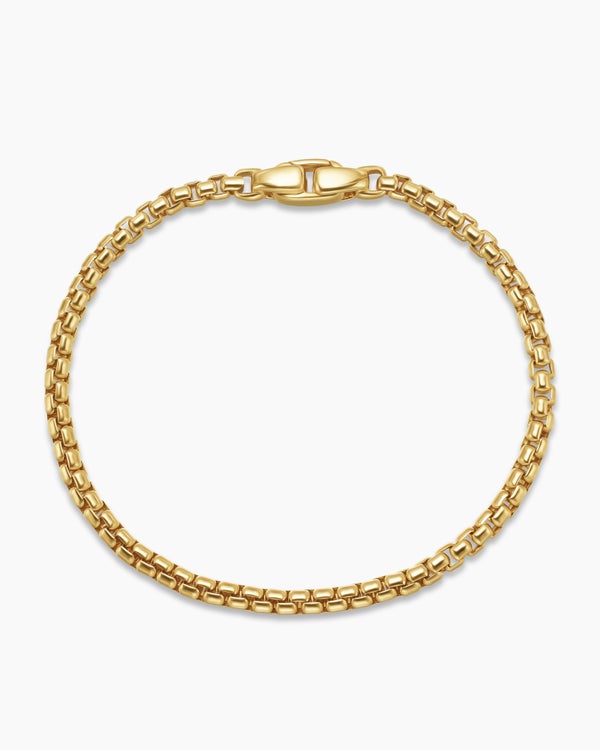 Box Chain Bracelet in 18K Yellow Gold, 3.4mm