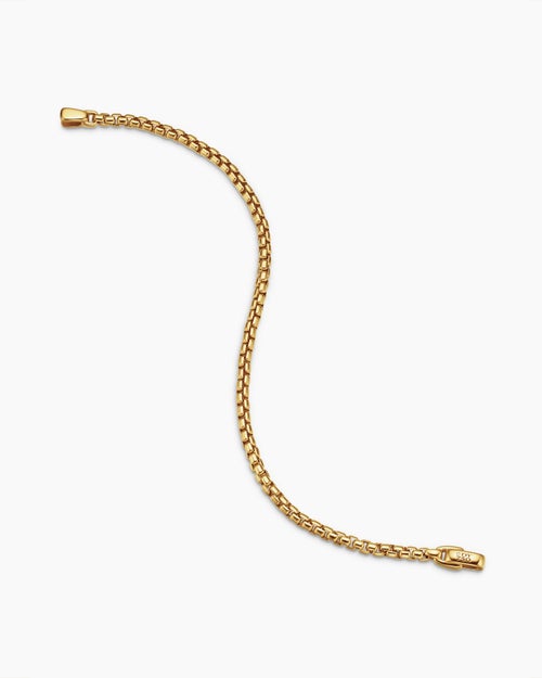 Mens Box Chain Bracelet in 18K Yellow Gold, 3.4mm