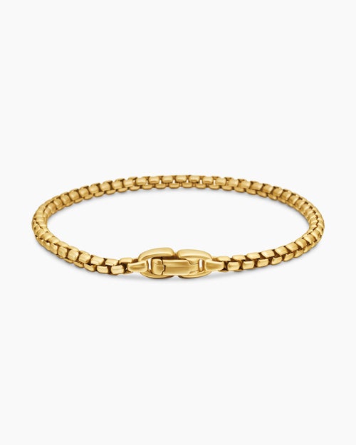 Mens Box Chain Bracelet in 18ct Yellow Gold, 3.4mm