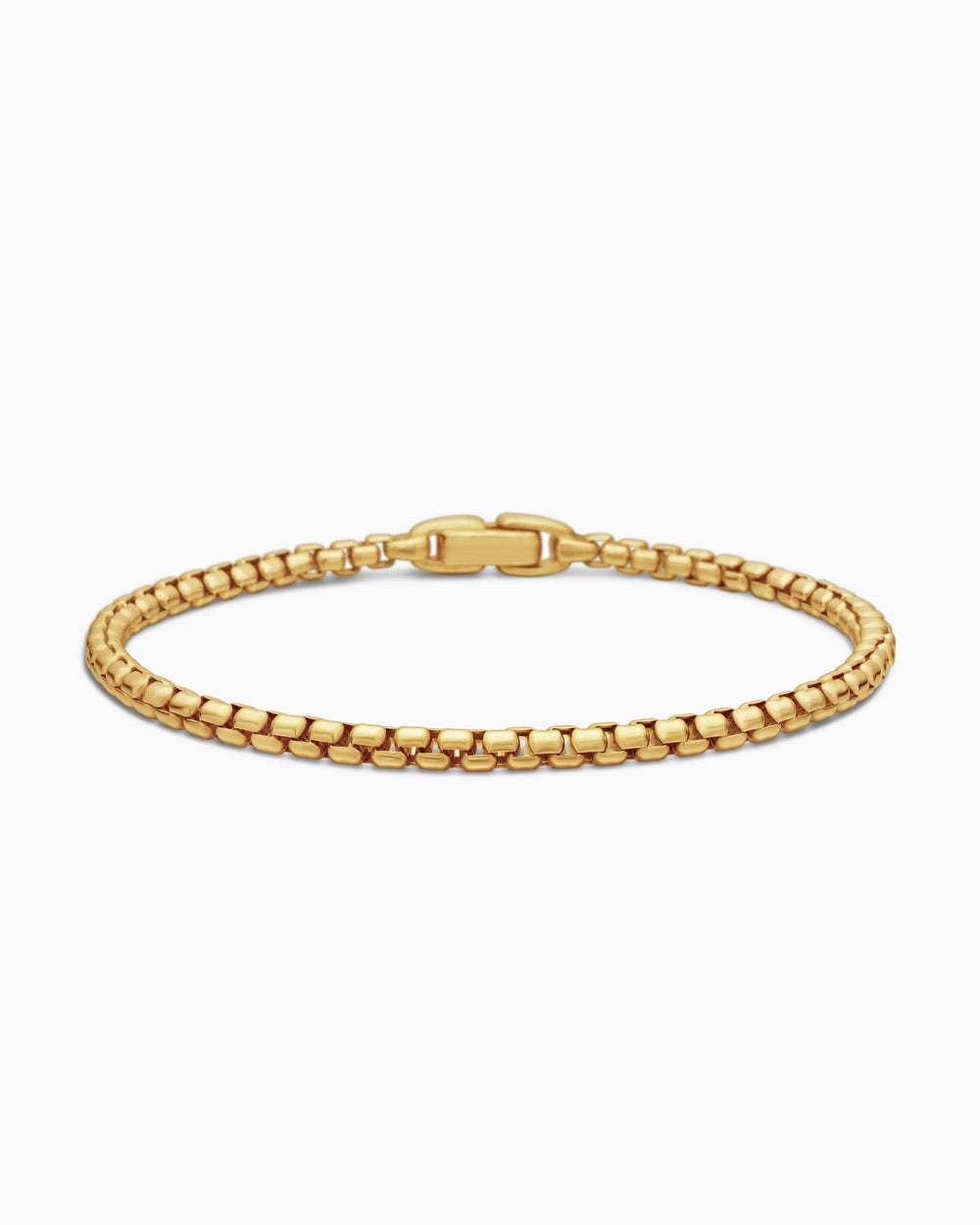 Mens Box Chain Bracelet in 18K Yellow Gold, 3.4mm