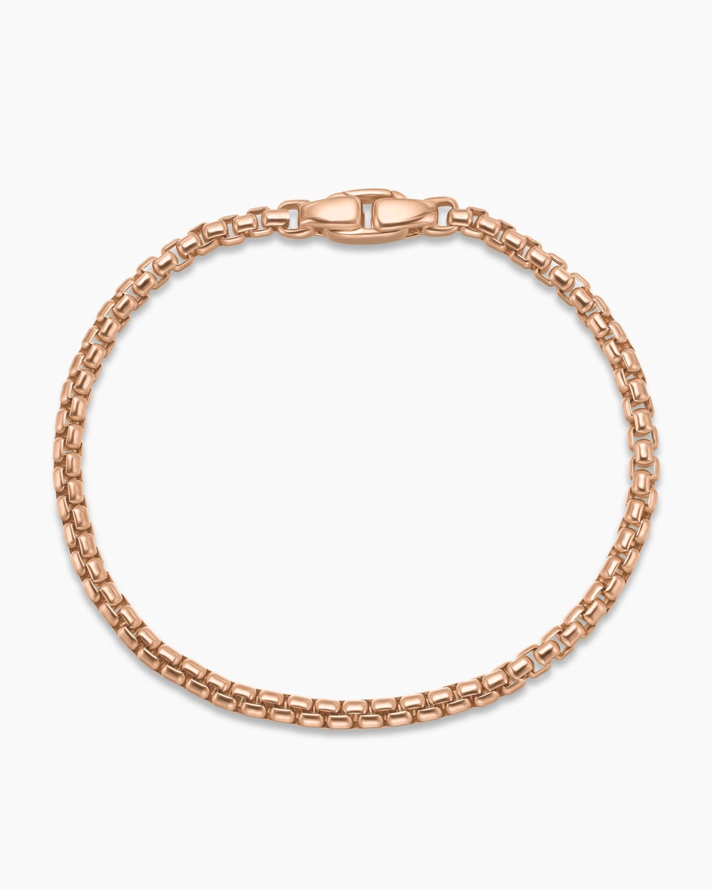 Mens Box Chain Bracelet in 18K Rose Gold, 3.4mm