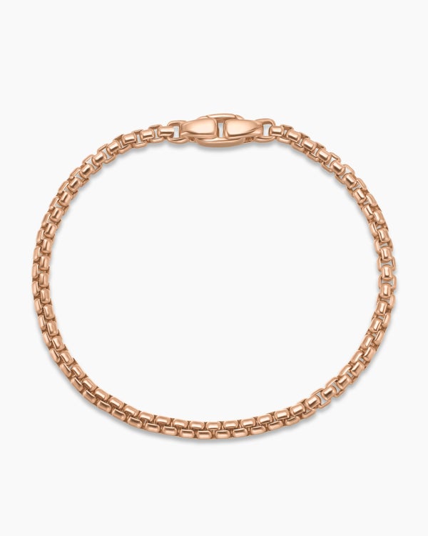 Box Chain Bracelet in 18K Rose Gold, 3.4mm