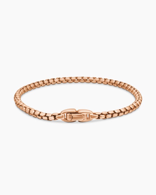 Mens Box Chain Bracelet in 18K Rose Gold, 3.4mm