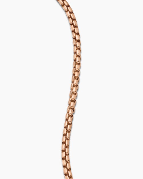 Mens Box Chain Bracelet in 18K Rose Gold, 3.4mm