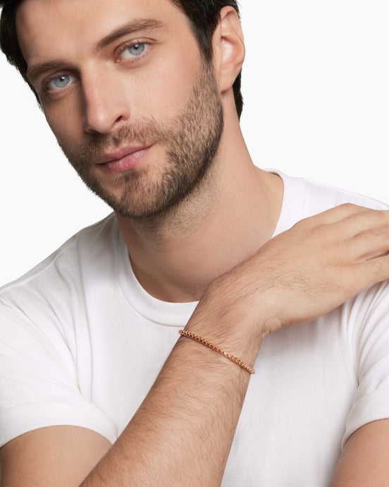 Box Chain Bracelet in 18K Rose Gold, 3.4mm