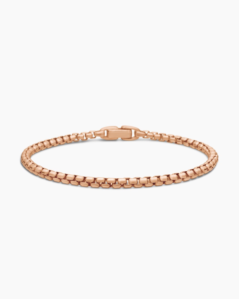 Mens Box Chain Bracelet in 18K Rose Gold, 3.4mm