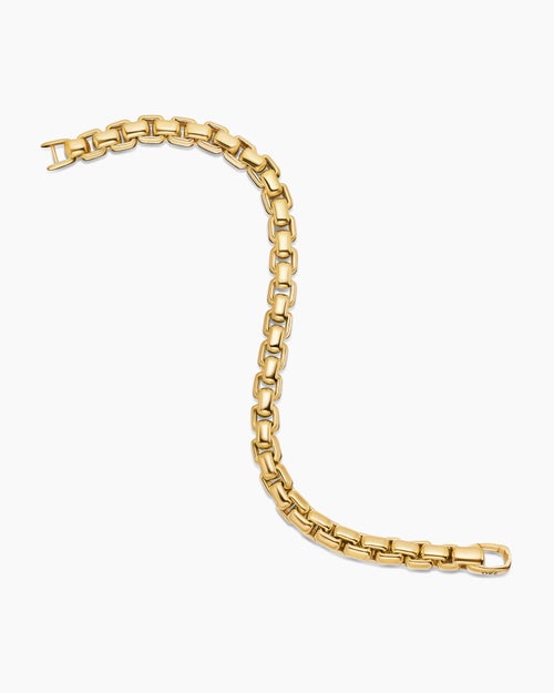 Mens Box Chain Bracelet in 18K Yellow Gold, 7.3mm