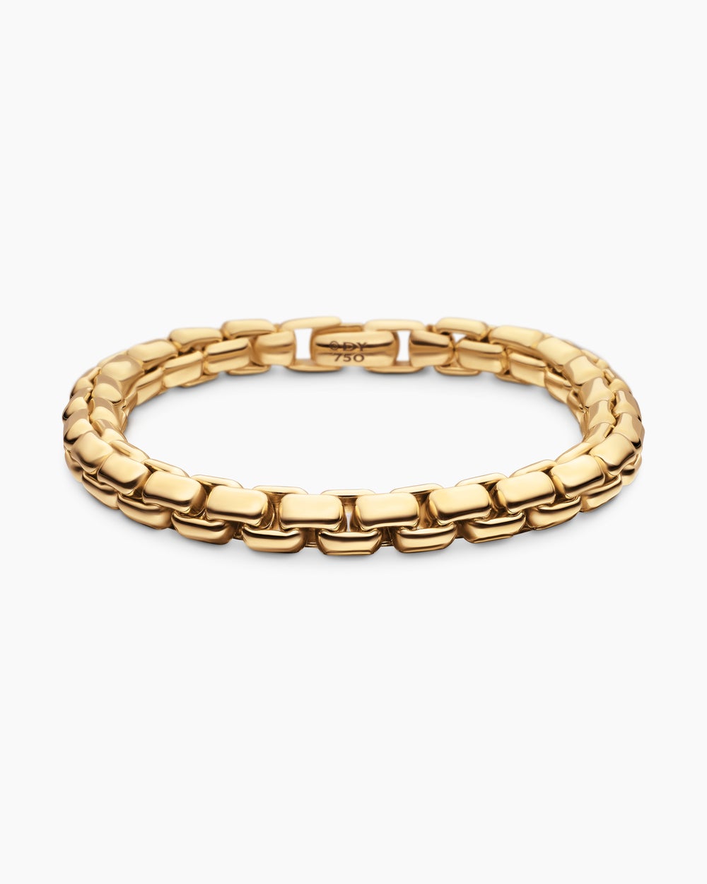 Mens Box Chain Bracelet in 18K Yellow Gold, 7.3mm