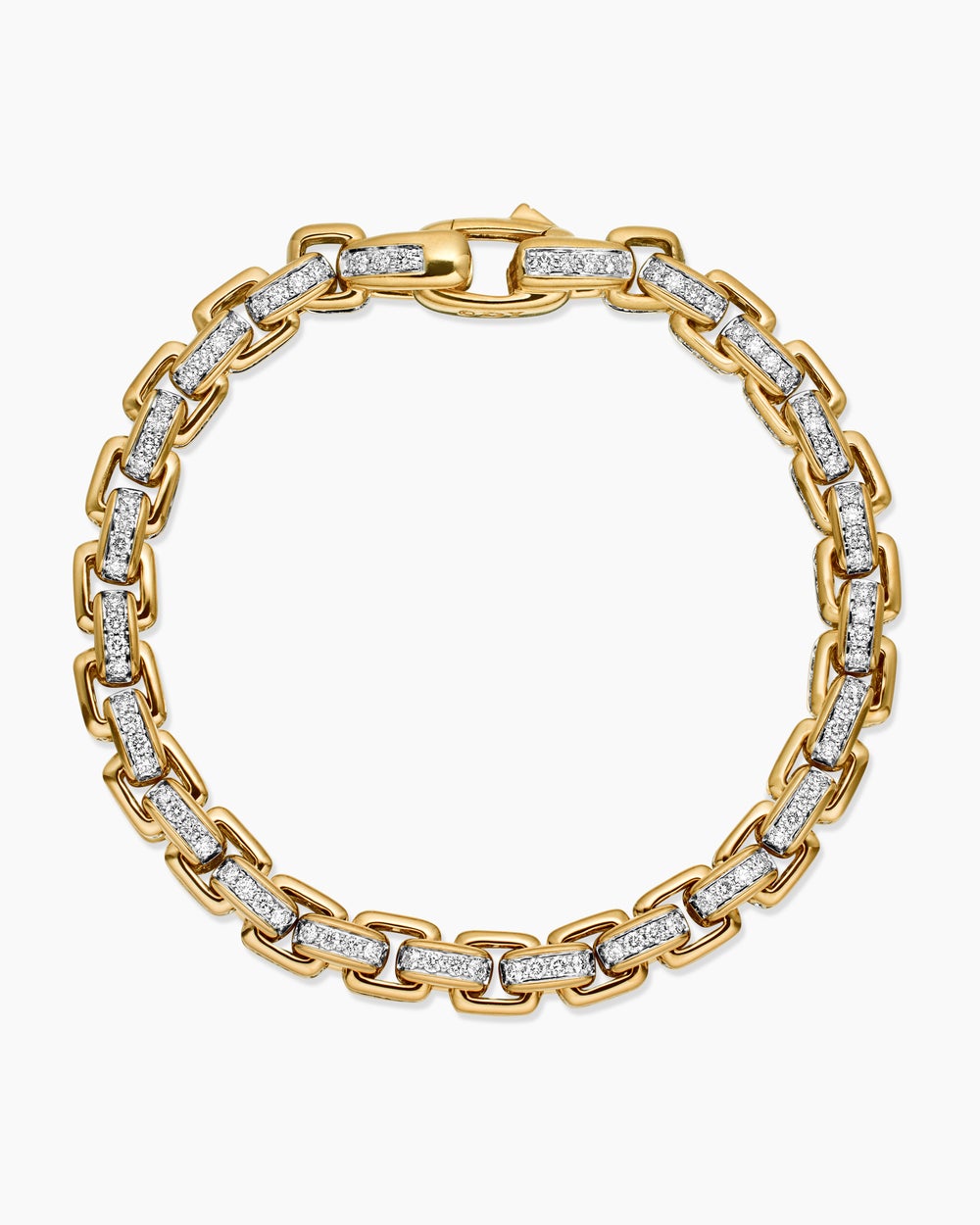Mens Box Chain Bracelet in 18K Yellow Gold, 7.3mm