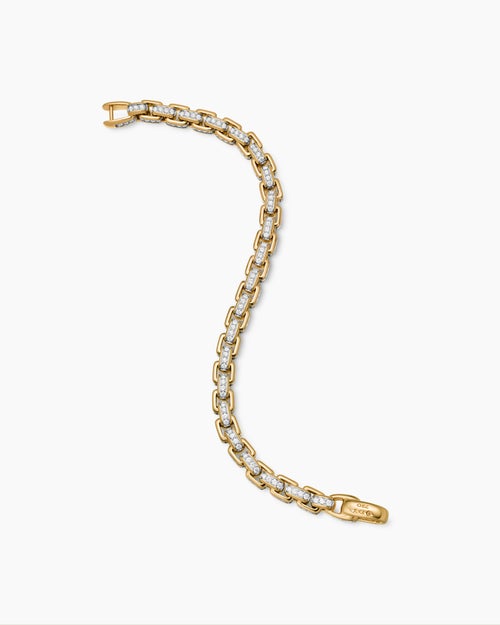 Mens Box Chain Bracelet in 18K Yellow Gold, 7.3mm