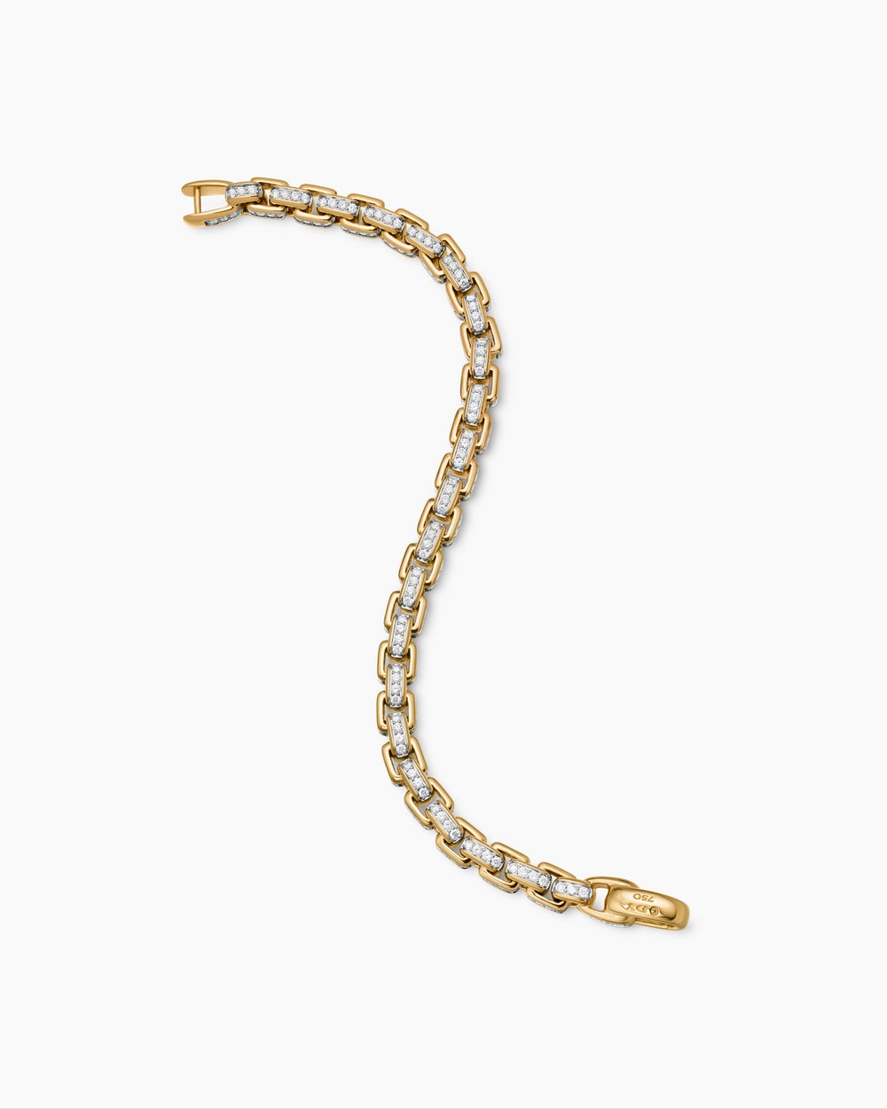 Mens Box Chain Bracelet in 18K Yellow Gold, 7.3mm