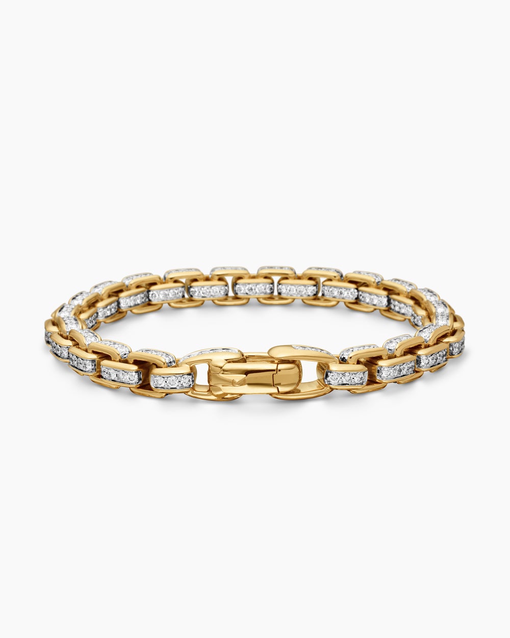 Mens Box Chain Bracelet in 18K Yellow Gold, 7.3mm