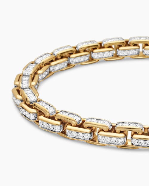 Mens Box Chain Bracelet in 18K Yellow Gold, 7.3mm