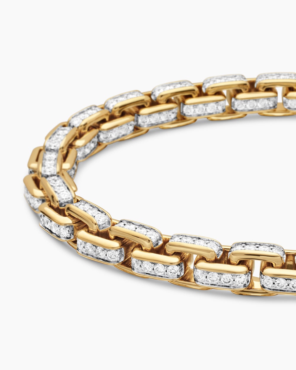 Mens Box Chain Bracelet in 18K Yellow Gold, 7.3mm