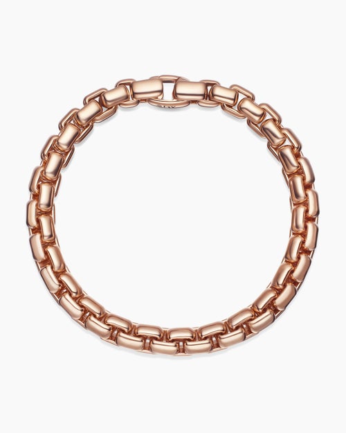 Mens Box Chain Bracelet in 18K Rose Gold, 7.3mm