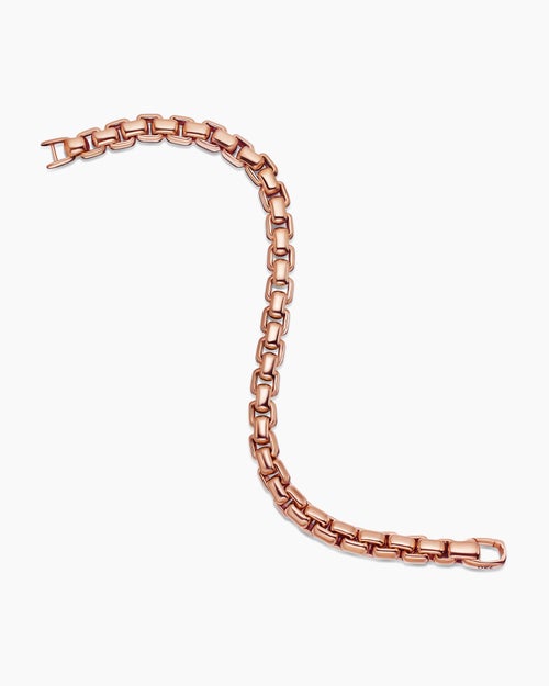 Mens Box Chain Bracelet in 18K Rose Gold, 7.3mm