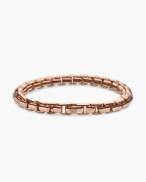 Mens Box Chain Bracelet in 18K Rose Gold, 7.3mm