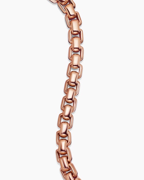 Mens Box Chain Bracelet in 18K Rose Gold, 7.3mm