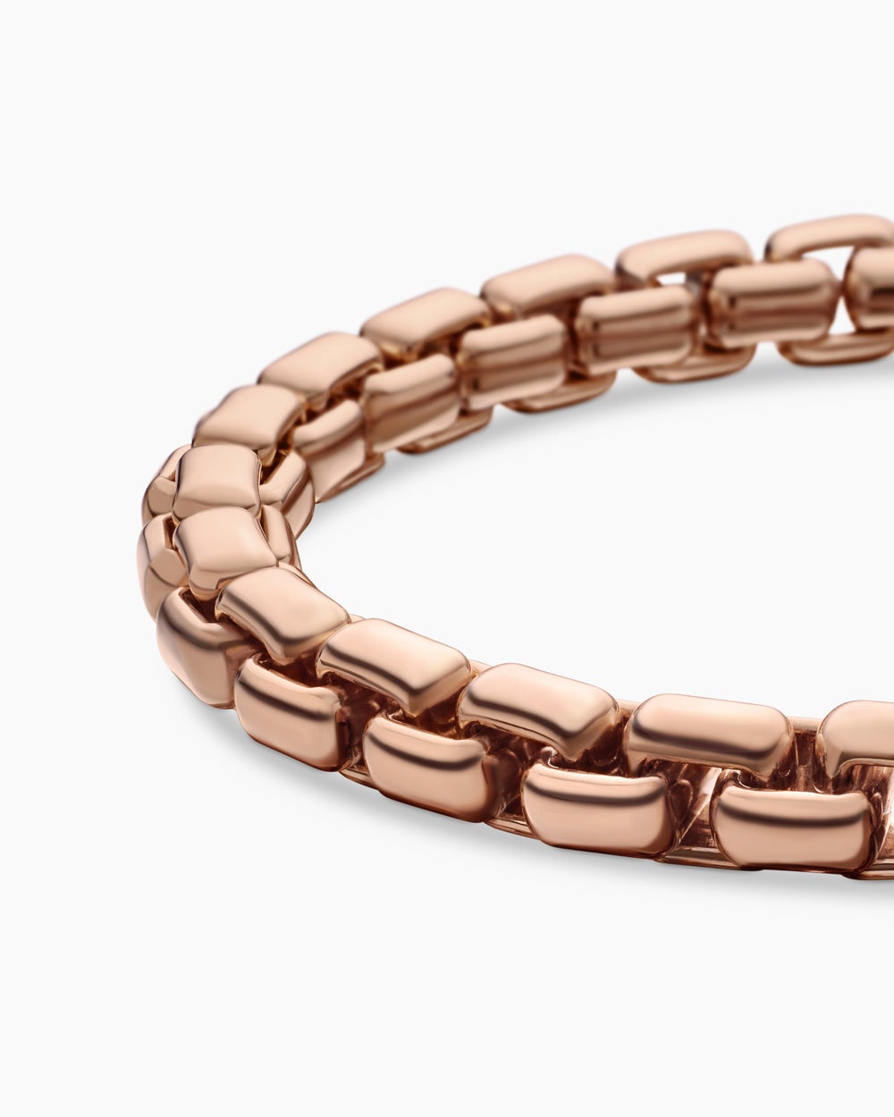 Mens Box Chain Bracelet in 18K Rose Gold, 7.3mm