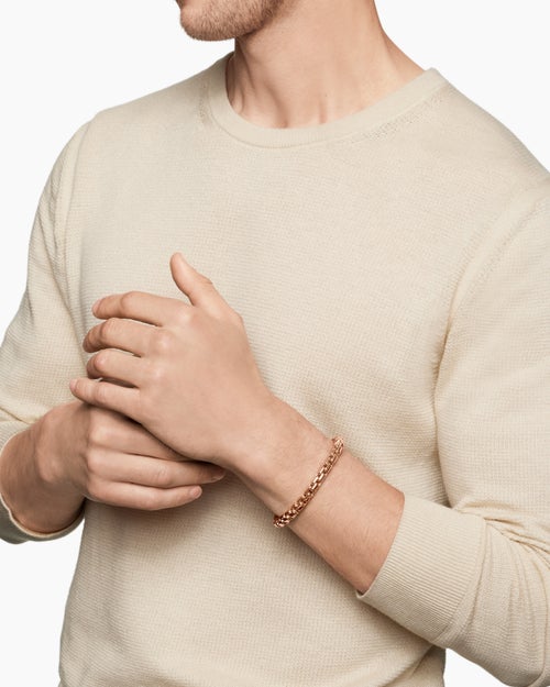 Mens Box Chain Bracelet in 18K Rose Gold, 7.3mm