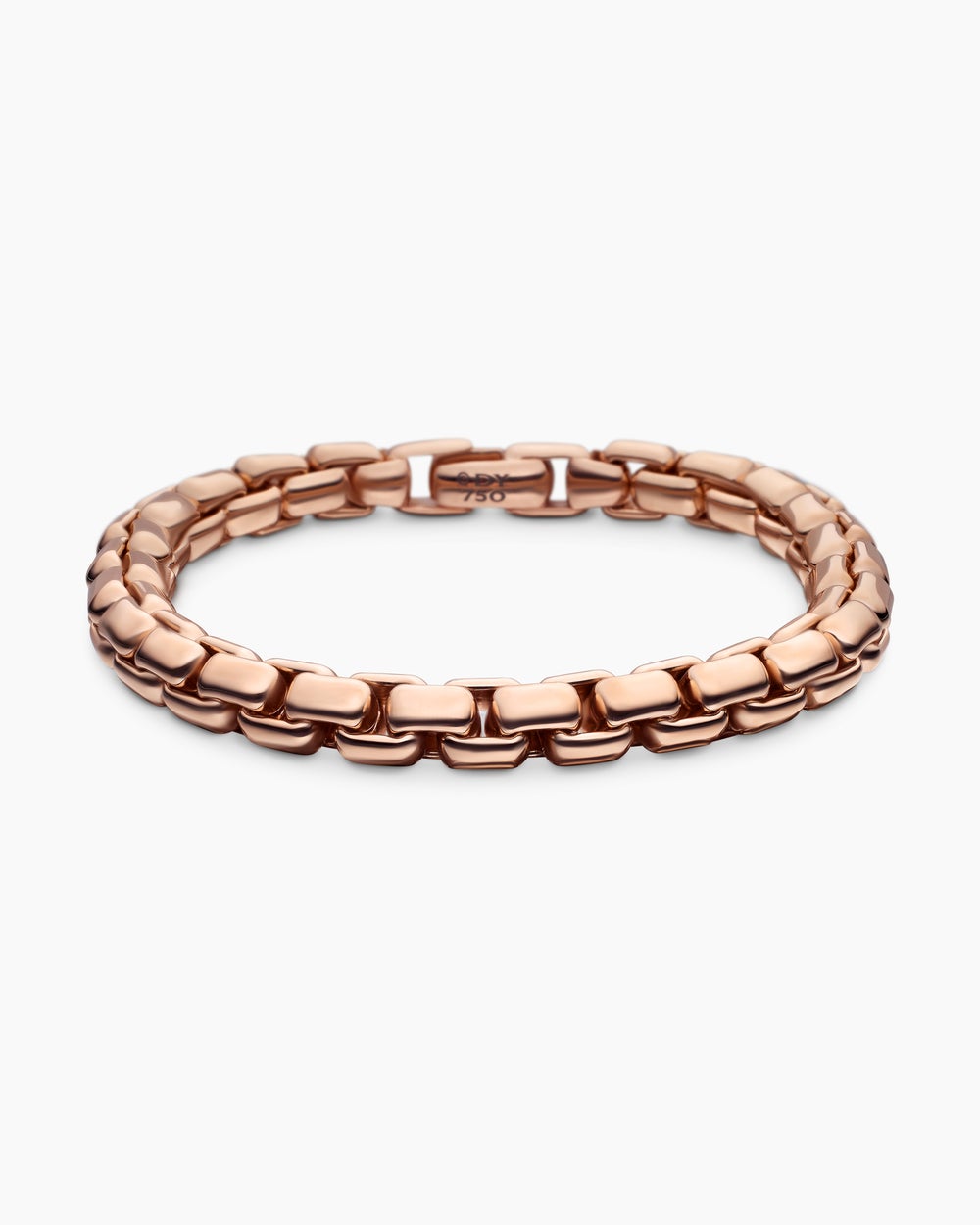 Mens Box Chain Bracelet in 18K Rose Gold, 7.3mm
