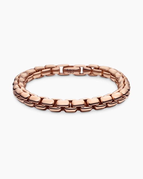 Mens Box Chain Bracelet in 18K Rose Gold, 7.3mm