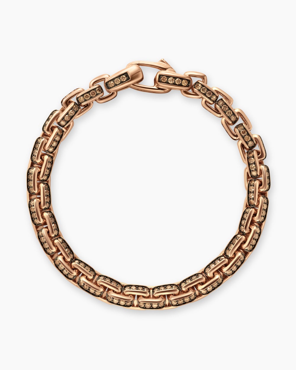 Mens Box Chain Bracelet in 18K Rose Gold, 7.3mm