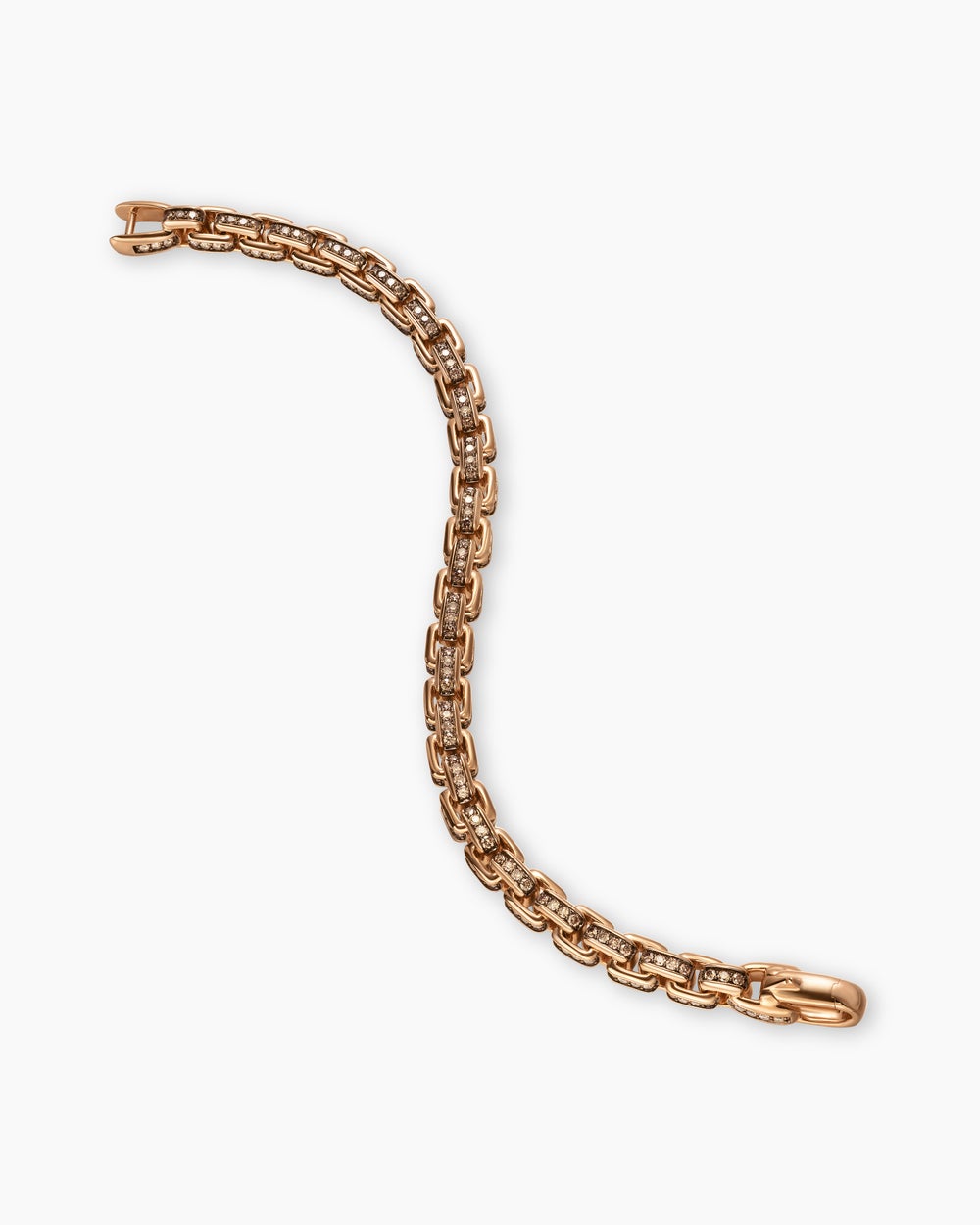 Mens Box Chain Bracelet in 18K Rose Gold, 7.3mm